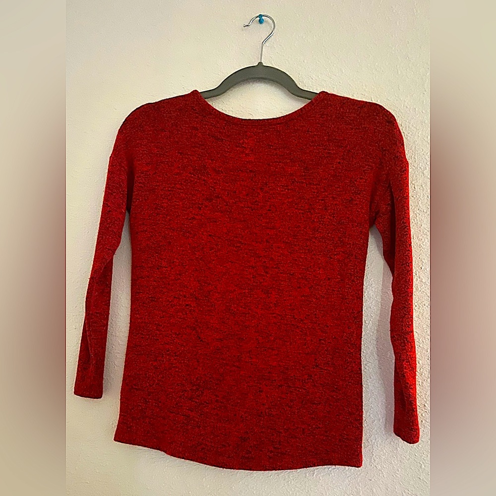 Red, stretchy cute long sleeve top for kids.